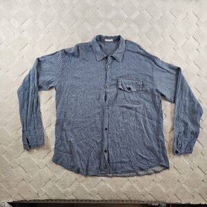 CP Shades Chambray Button-Up Shirt Womens Extra Large Blue Lime Blend